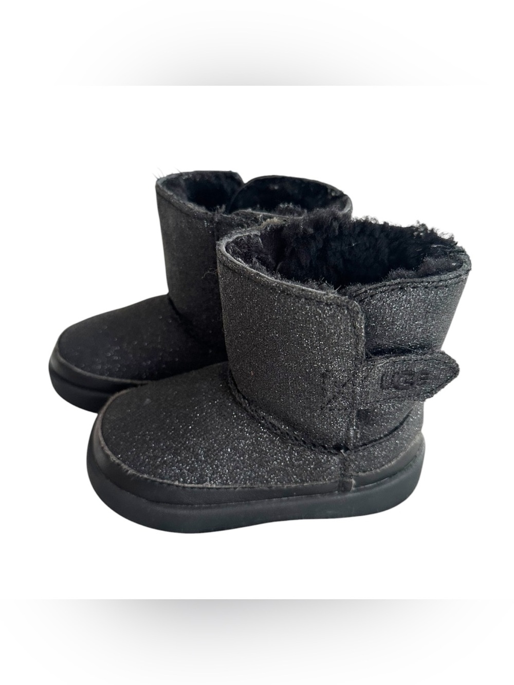 UGG Toddler / Infant Keelan Black Glitter Shimmer Boots Size 4/5 EUC